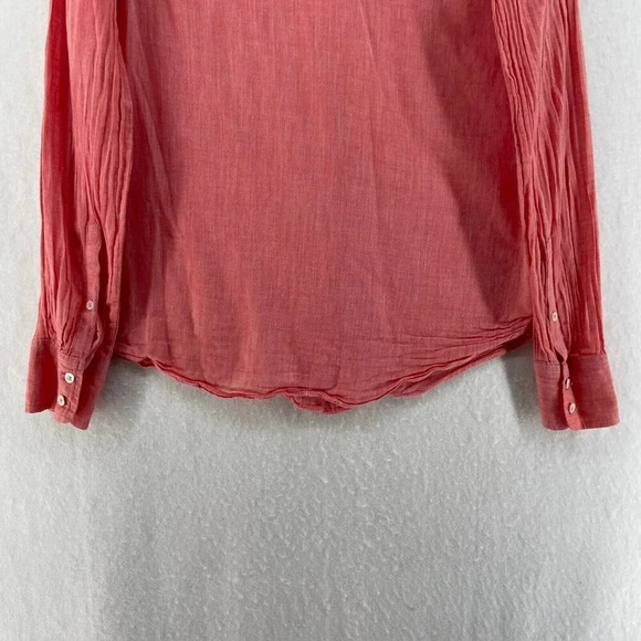 J.Crew Shirt Women's Sz 2 Red Button-Up Collared Chest Pocket Regular Curved Hem - Picture 9 of 11